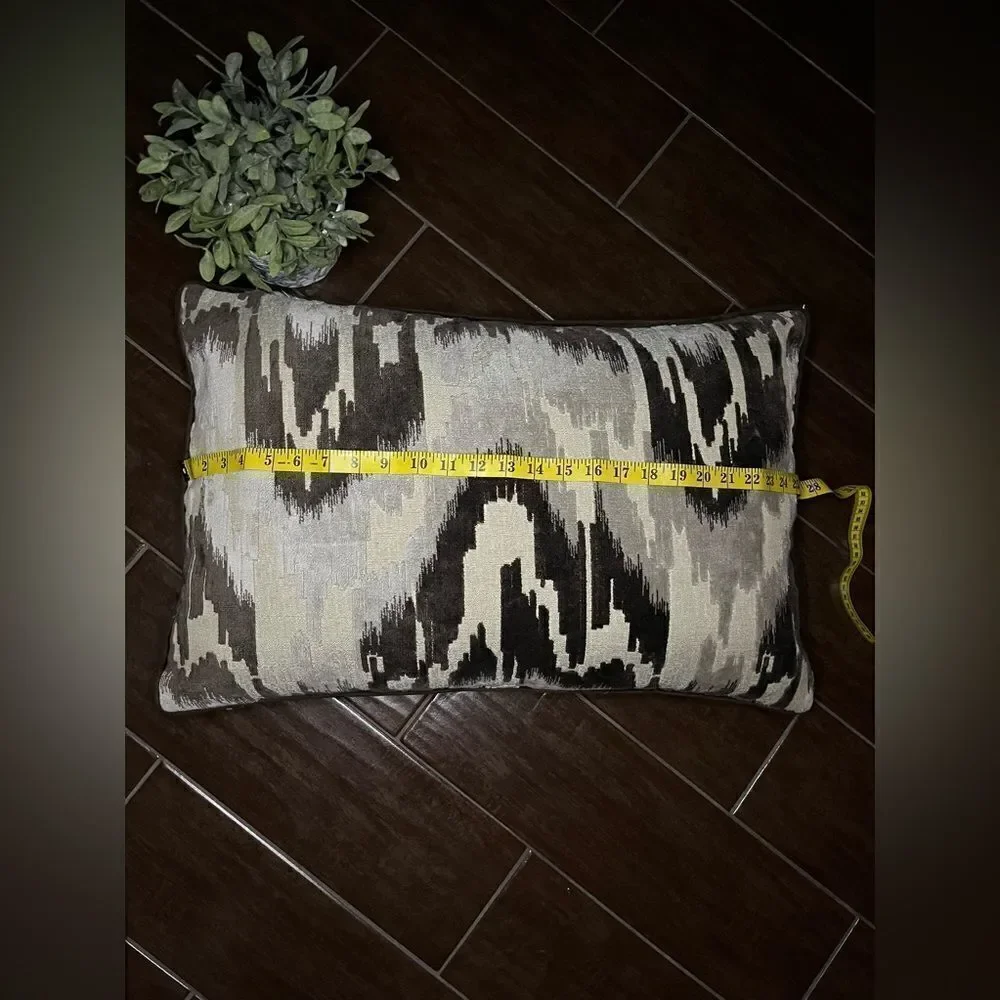 Rodeo Home Diamo chocolate Ikat Cut Velvet Design feather lumbar pillow